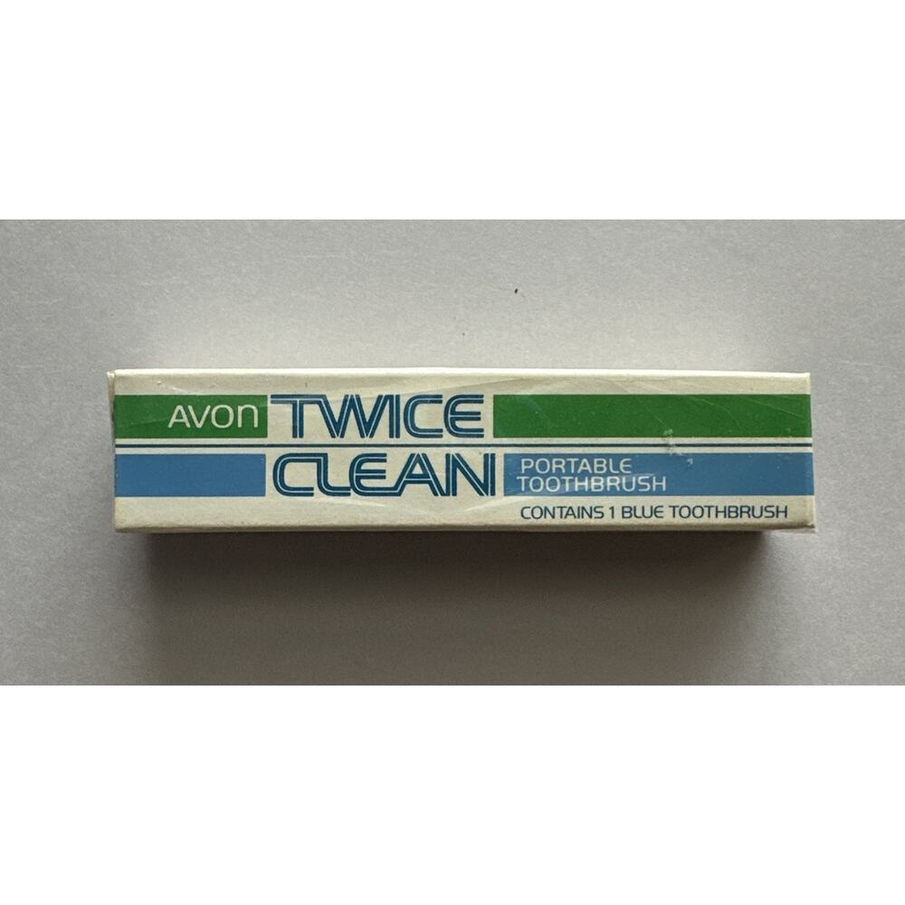 Vintage 1984 Avon Twice Clean Portable Toothbrush 1 Blue Toothbrush New In Box